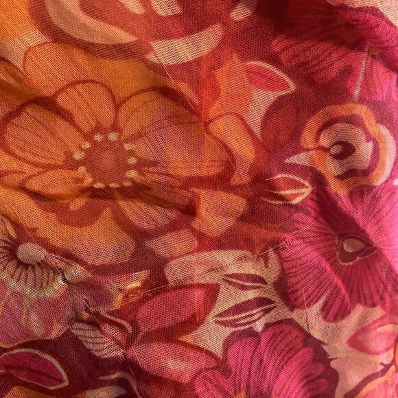 Rampage Burgundy Pink Orange Floral Summer Eternity Scarf - Picture 5 of 6
